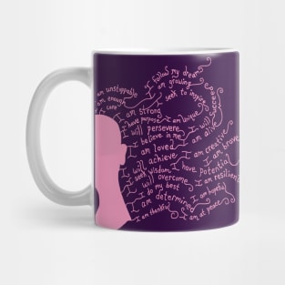 Pink Flowing Hair Positive Affirmation Silhouette Mug